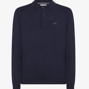 Polo manica lunga - Polo Solid in maglia navy
