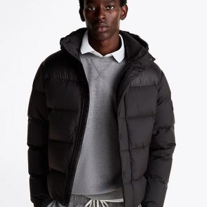 Giacconi - Mix down hooded puffer Black