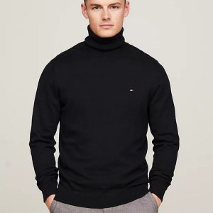 Maglie - Pima roll neck cotone e cashmere Black