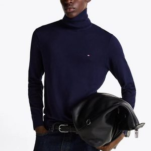 Maglie - Pima roll neck cotone e cashmere Navy