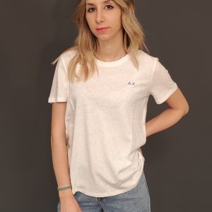 T-Shirt - T shirt round neck linen Bianco