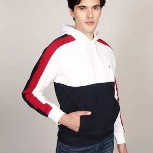 Felpe - Global stripe block hoodie White