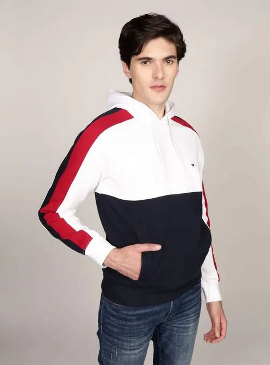 Felpe - Global stripe block hoodie White