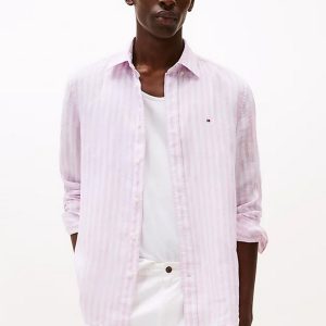 Camicie - Linen stripe shirt Pink