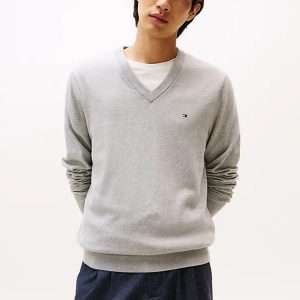 Maglie - Pima cotton cashmer V neck Light Grey Heather
