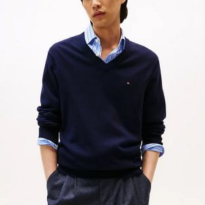 Maglie - Pima cotton cashmer V neck Navy