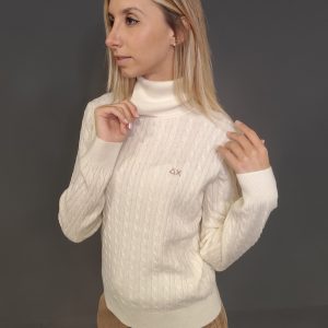 Maglie - Turtkeneck cable Bianco Panna