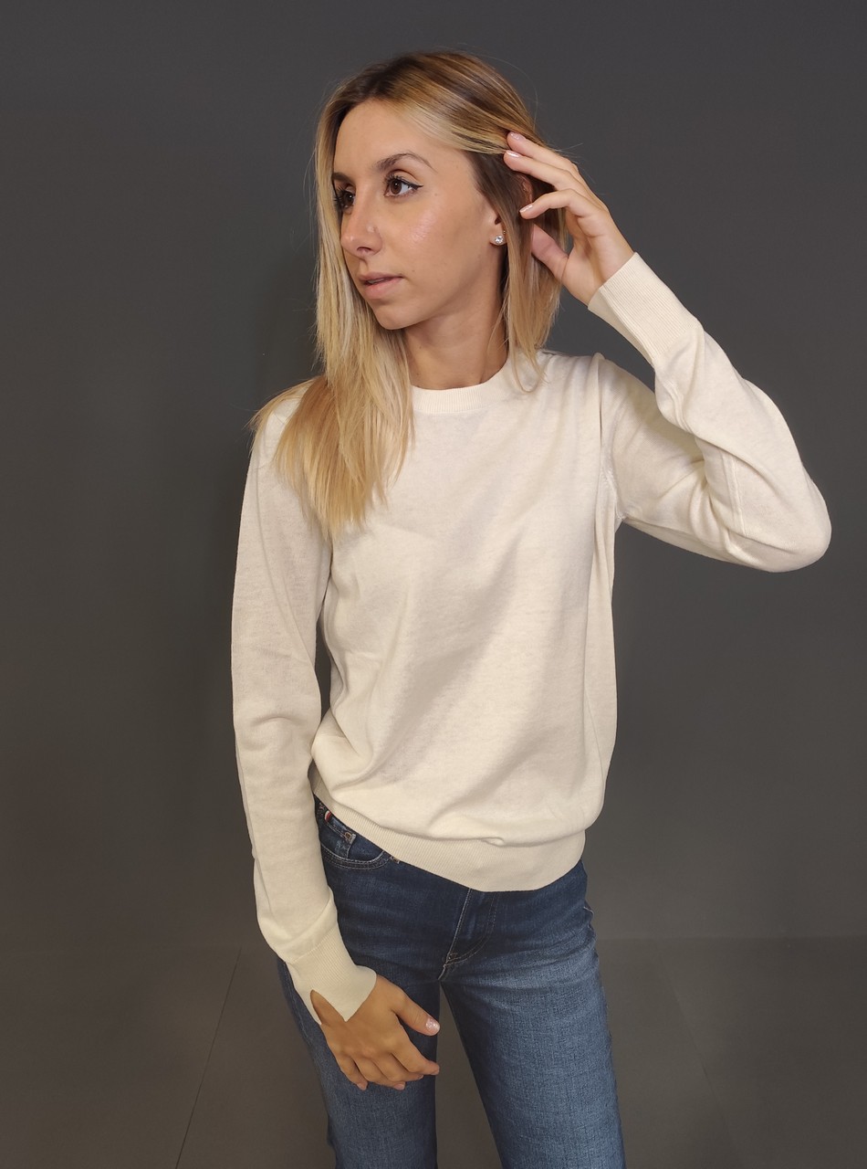Maglie - Sweater basic Bianco Panna