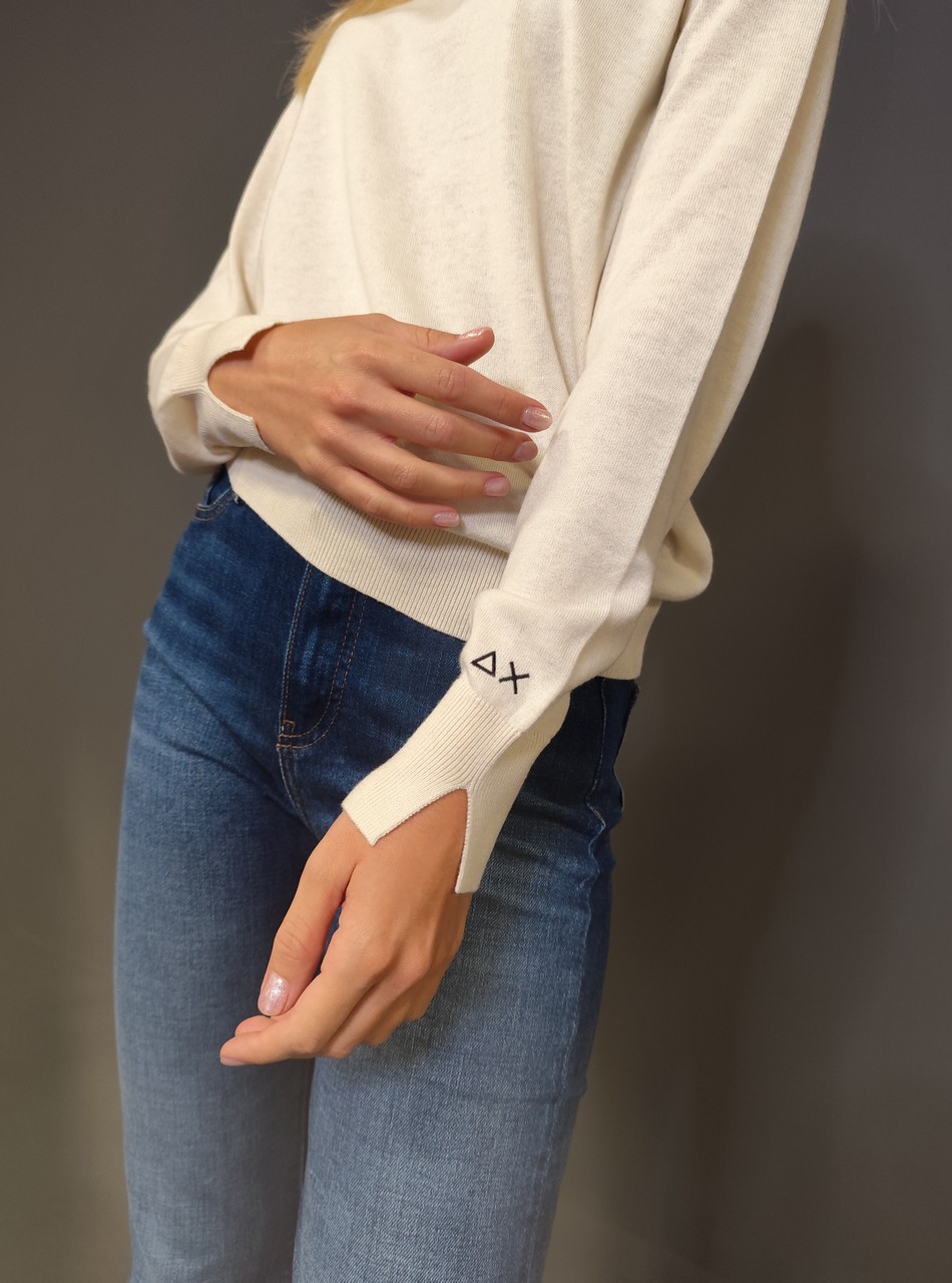 Maglie - Sweater basic Bianco Panna - immagine 3