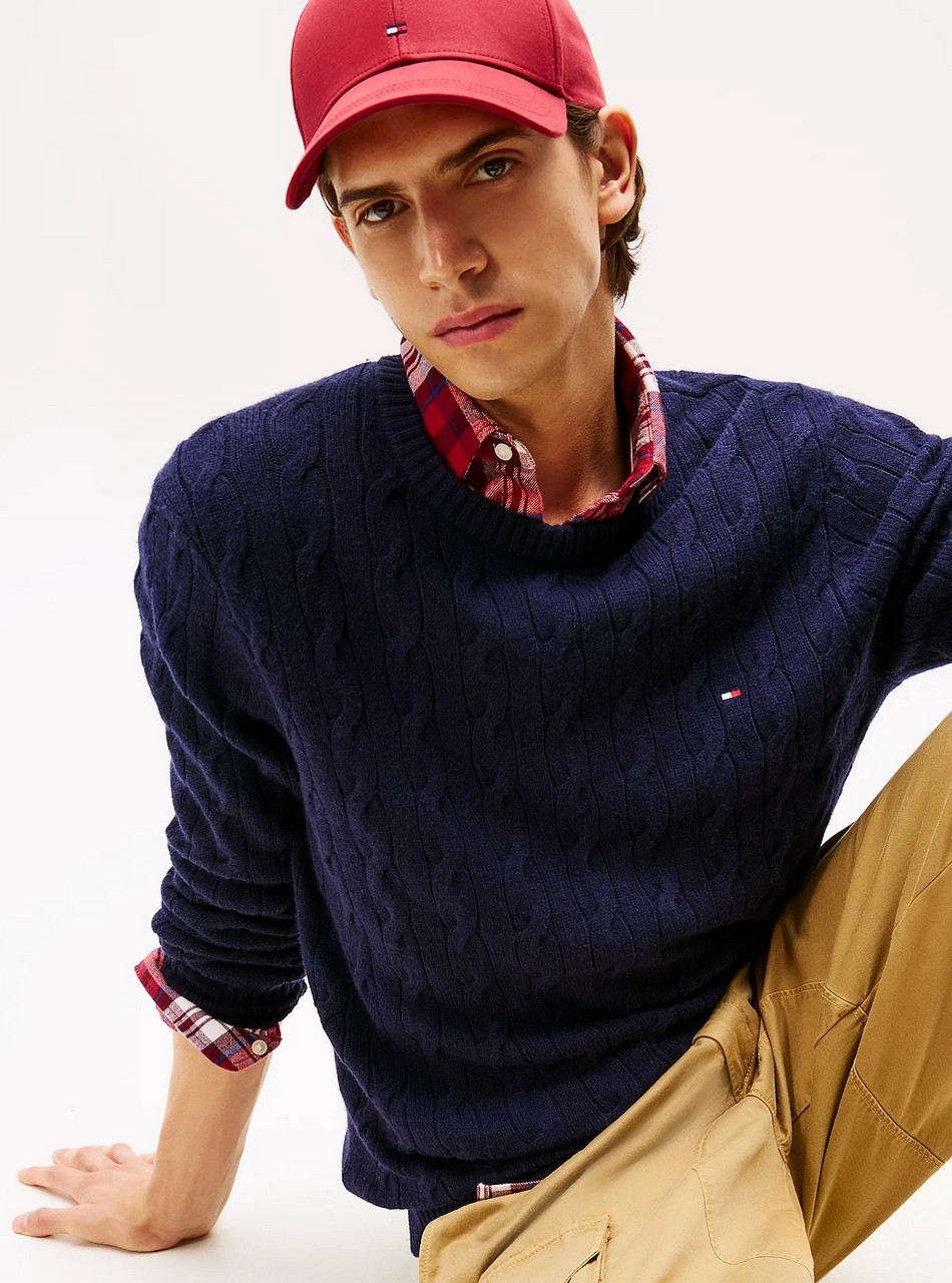 Maglie - Lambswool cable crew Navy - immagine 2