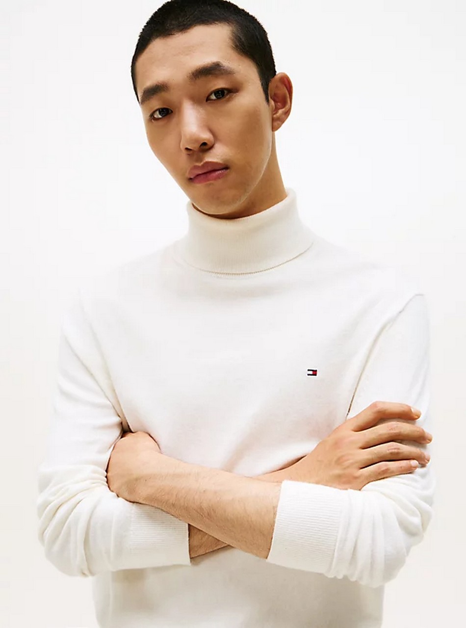 Maglie - Pima roll neck con casmere Ivory Petal - immagine 2