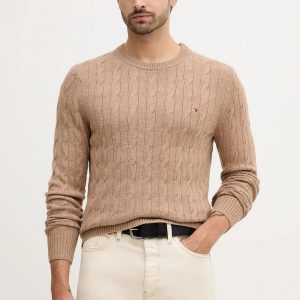 Maglie - Lambswool cable crew Safari Canvas Heather