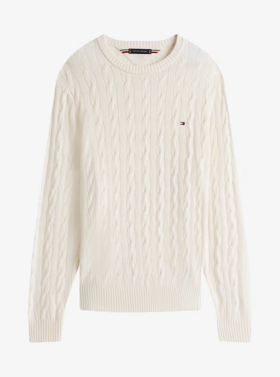 Maglie - Lambswool cable crew Ivory Petal - immagine 4