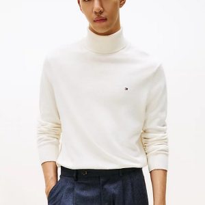 Maglie - Pima roll neck con casmere Ivory Petal