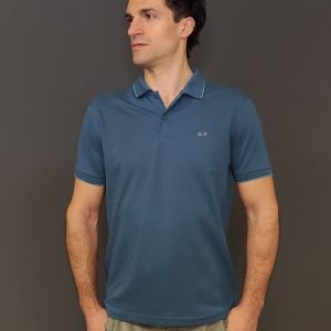 Polo - Polo small stripe collar Avio