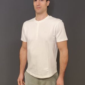 T-Shirt - Henley tee piquet Bianco Panna