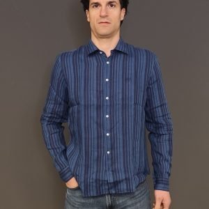 Camicie - Shirt linen stripe Navy
