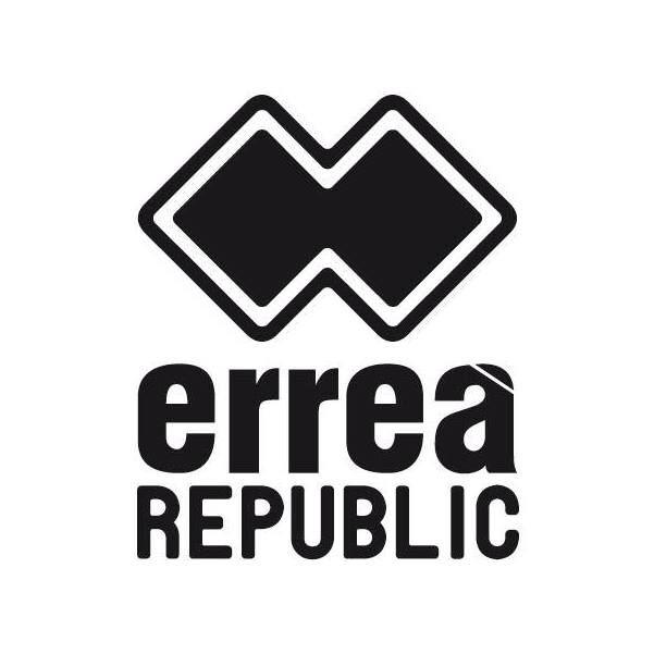 Errea Republic logo featuring two interlocking diamonds above the bold word 'errea' and the word 'REPUBLIC' beneath.