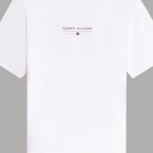 White short-sleeve T-shirt with a small Tommy Hilfiger logo on the chest.