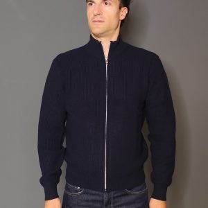 Maglie - Track zip sweater English rib warm Navy