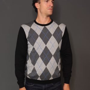Maglie - Sweater argyle intarsia Nero