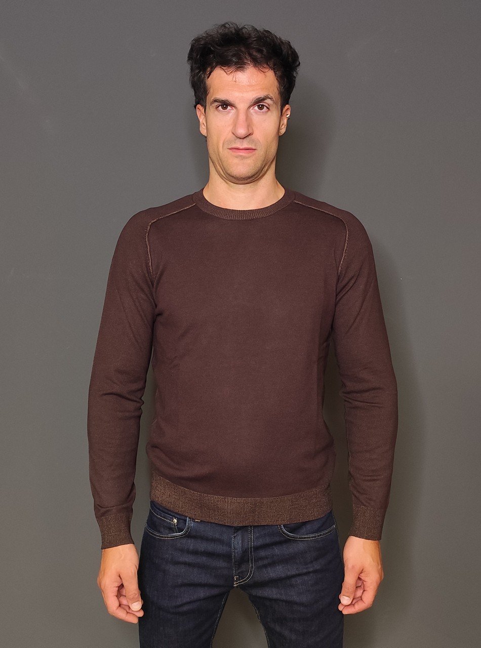 Maglie - Maglia crew con toppe Brown