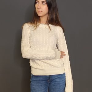Maglie - Sweater cable knit Bianco Panna
