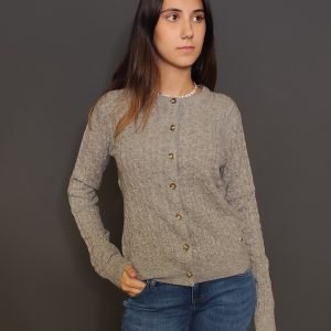 Maglie - Cardigan cable Grigio Chiaro