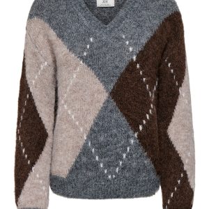 Maglie - Jdyzoey argyle pullover Gray/C